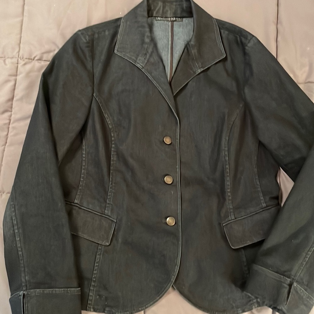 BLUE LaFayette 48 New York dark denim blue Blazer size 14.
